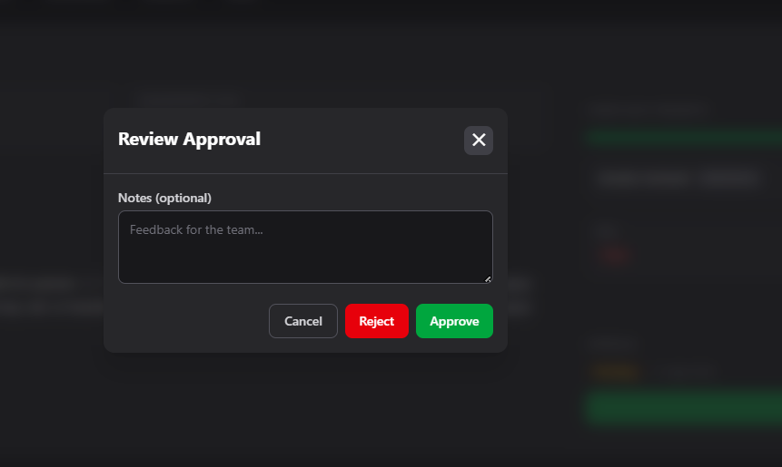 The Review Approval dialog.