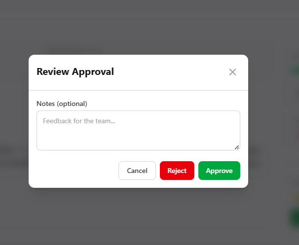 The Review Approval dialog.